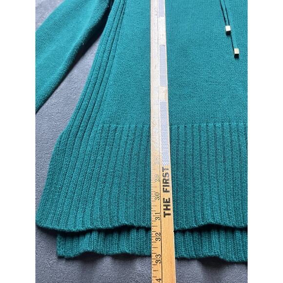 Liz Claiborne Sweater Woman’s XL Green Tunic Lace-Up Neck Holiday Christmas - Picture 2 of 9